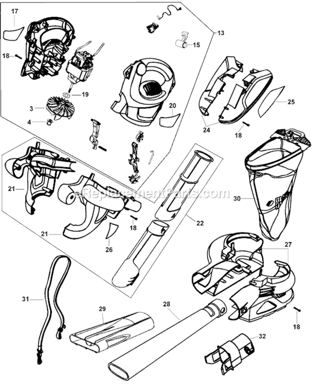 Page A Diagram and Parts List for BV4000 Type 2 Black and Decker Leaf Blower / Vacuum